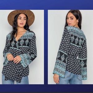 Boho wrap kimono with tie belt Sz S